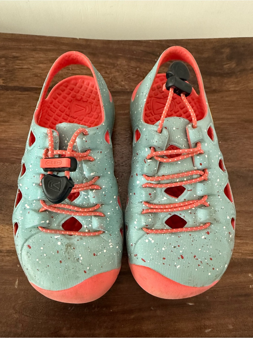 Keen Kids Aqua Slip-On Water Shoes in Seafoam & Coral